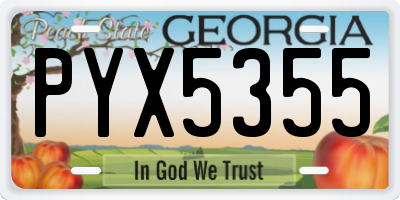 GA license plate PYX5355