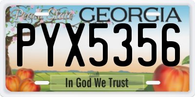 GA license plate PYX5356
