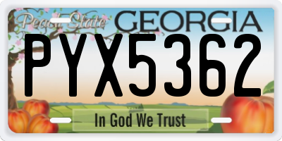 GA license plate PYX5362