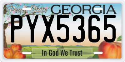 GA license plate PYX5365