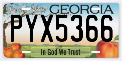 GA license plate PYX5366