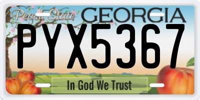 GA license plate PYX5367