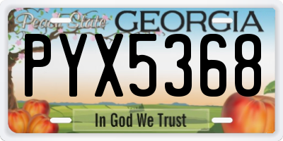 GA license plate PYX5368