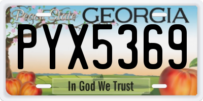 GA license plate PYX5369