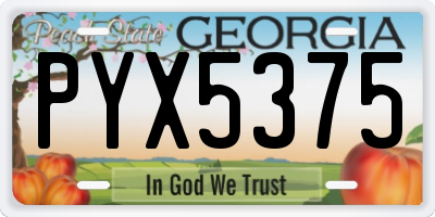 GA license plate PYX5375