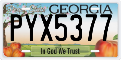 GA license plate PYX5377