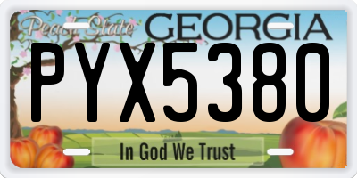 GA license plate PYX5380