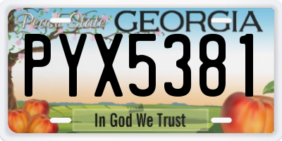 GA license plate PYX5381