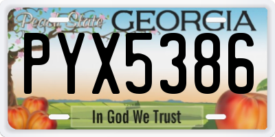 GA license plate PYX5386