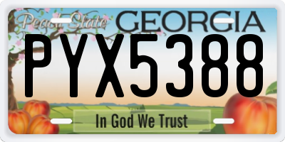GA license plate PYX5388