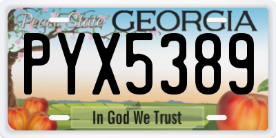 GA license plate PYX5389