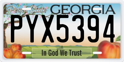 GA license plate PYX5394