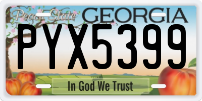 GA license plate PYX5399