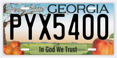 GA license plate PYX5400