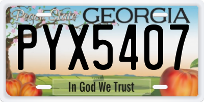GA license plate PYX5407