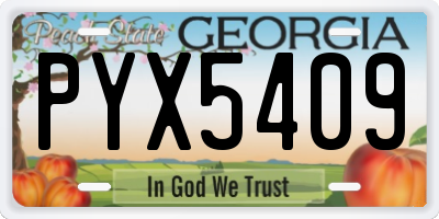 GA license plate PYX5409