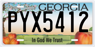 GA license plate PYX5412