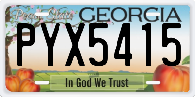 GA license plate PYX5415