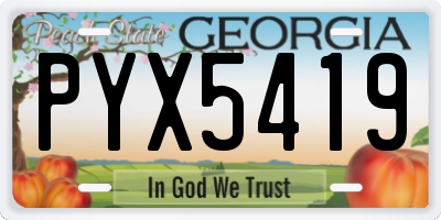 GA license plate PYX5419