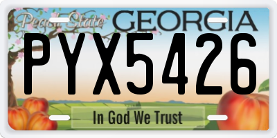 GA license plate PYX5426
