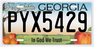 GA license plate PYX5429