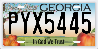 GA license plate PYX5445