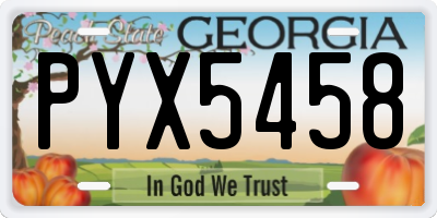 GA license plate PYX5458