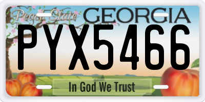 GA license plate PYX5466