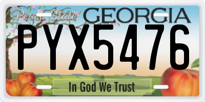 GA license plate PYX5476