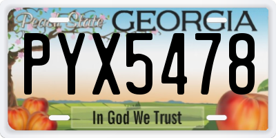 GA license plate PYX5478