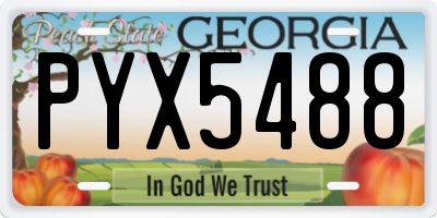 GA license plate PYX5488