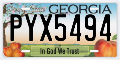GA license plate PYX5494