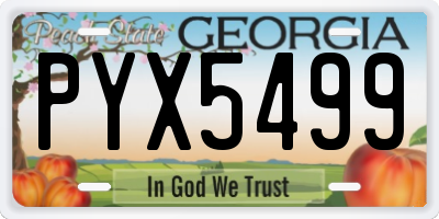 GA license plate PYX5499