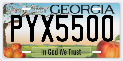 GA license plate PYX5500