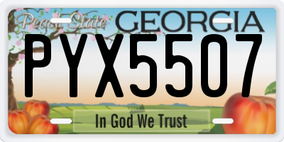 GA license plate PYX5507