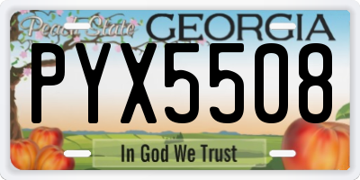 GA license plate PYX5508