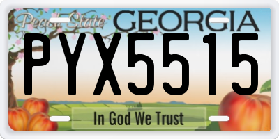 GA license plate PYX5515