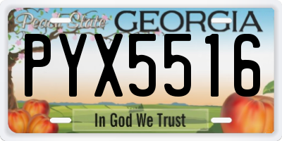 GA license plate PYX5516