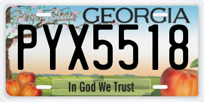 GA license plate PYX5518