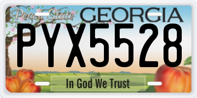GA license plate PYX5528
