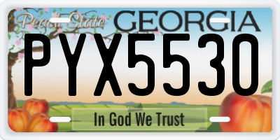 GA license plate PYX5530
