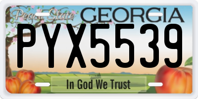 GA license plate PYX5539