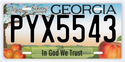 GA license plate PYX5543