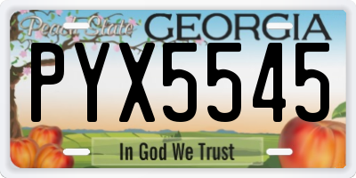 GA license plate PYX5545