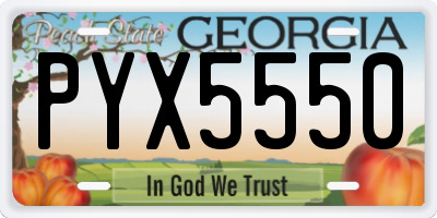 GA license plate PYX5550