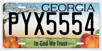 GA license plate PYX5554