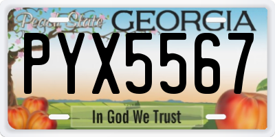 GA license plate PYX5567