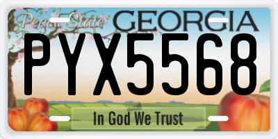 GA license plate PYX5568