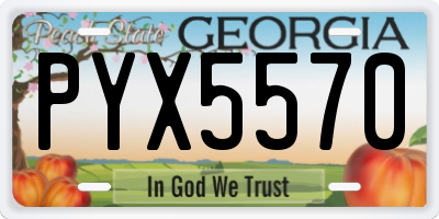 GA license plate PYX5570