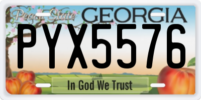 GA license plate PYX5576
